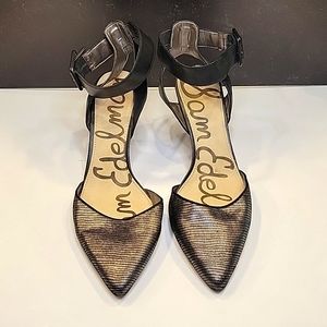 Sam Edelman 9.5 black and silver kitten heel